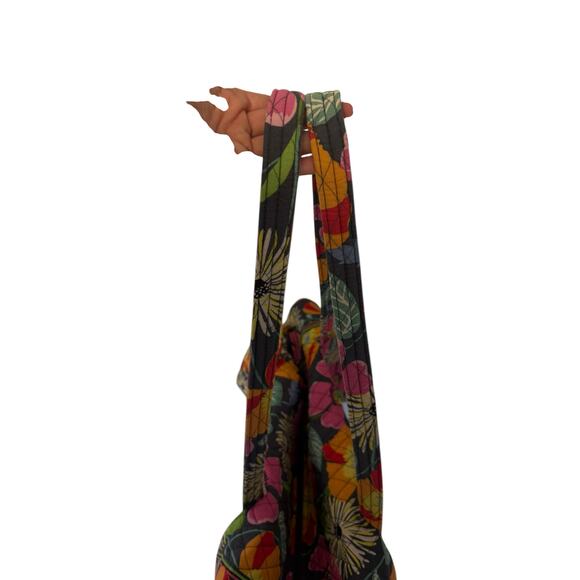 Vera Bradley Grey Jazzy Bloom Floral Large Duffle Bag Baby Orange Travel Quilted - Picture 5 of 7